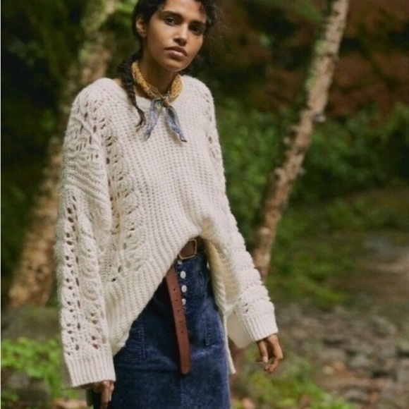 Anthropologie Pilcro Devenne Pointelle Chunky Knit Sweater Size S - Picture 2 of 8